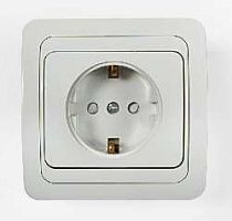 Розетка с заземлением с рамкой ASD Classico 2028 1-м. белый картинка